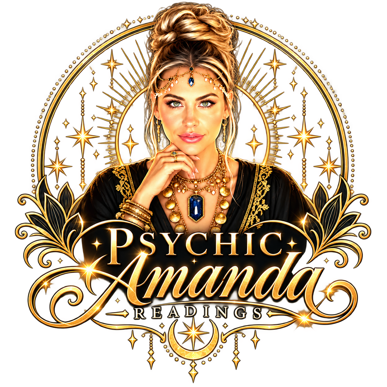 Psychic Amanda Readings — Amanda gazing through golden stars